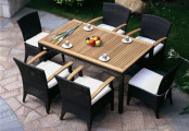 Outdoor Furniture Square Rattan Dining Table, Wicker Outdoor Furniture
