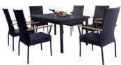 Outdoor/Indoor PE Rattan Dining Set with PS Armrests