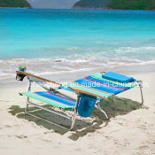 Outdoor Leisure Aluminium Folding Chair Adjustable Beach Folding Chair with Woodarmrests