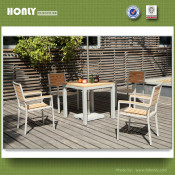 Outdoor Modern Table and Chair Aluminum Wooden Table and Chair Set