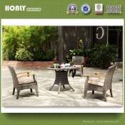 Outdoor Rattan Chair Set Aluminum Frame Round Table Chair Set