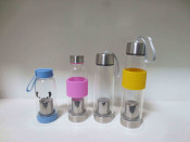 Outdoor Sport Pyrex Glass Water Bottle with Silicone Sleeve Unbreakable