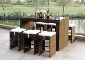 Patio Garden Aluminum PE Rattan Bar Set for Outdoor Rattan Dining Set Rattan Dining Furniture