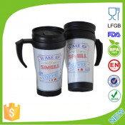 Promotional Colorful Cute Double Wall Plastic Mug with Handle Dn-122b