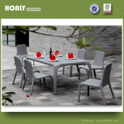 Rectangle Aluminum Rattan Dining Set Outdoor Modern Dining Set