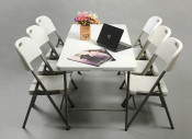 Rectangular Plastic Dining/Conference Fold in Half Table