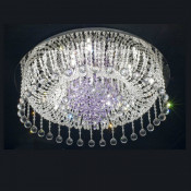 Remote Control Round Crystal Ceiling Lamp Can Be Dimmable Chandeliers Lighting