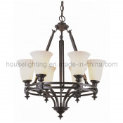 Steel Ancient Chandelier Lamp with Glass Shade (CH-850-5005X6)