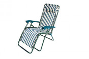 Stripe Folding Adjustable Lounge Beach Chair W/ Pillow