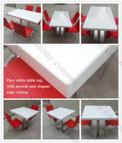 White Marble Stone Top 4 Seater Dining Table for Resturant (K-T)