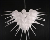 White Mouth Blown LED Glass Chandelier Lighting