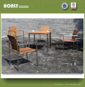 Wholesale Stainless Steel Frame Teak Dining Set Table and Chair