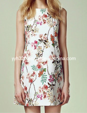 Woman's Upscale Linen Floral Skirt Simple Dress Wholesale