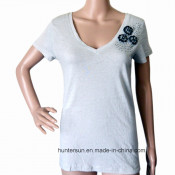 Women Casual Hand Embroidered T Shirt (HT3044)
