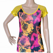 Women Fashion Digital Printed with Lace for T Shirt (HT5801)