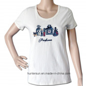 Women Fashion T-Shirt with Perfume Hand Embroidered (HT7048)