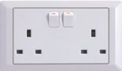 13A Switched Wall Socket, Double Wall Socket with Switch