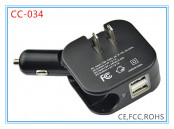 2.1A 2 in 1 Car Charger Travel Adapter (CC-034)