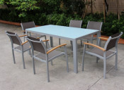 2-Years of Warranty Garden Dining Furniture-Glass Table and Stacking Chair (D560: S260)