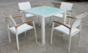 2-Years of Warranty Garden Dining Table Set-Stacking Armchairs-Outdoor/Patio/Restaurant Furniture