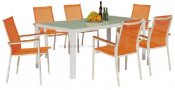 2-Years of Warranty Outdoor Sling Glass Dining Table and Chair