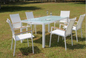 2-Years of Warranty Patio Hotel Sling Chair and Glass Table