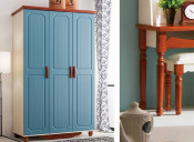 2015 Good Quality Low Price Solid Wood 3 Doors Blue Wardrobe (MY-3302B)