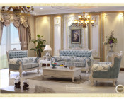 2015 New Design! Living Room Sofa Blue Fabric Sofa (sql-6301B)