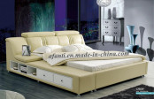 2015 Newest Soft Leather Double Bed with Storage (J260)