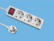 3 Way European Power Extension Strip, with Switch