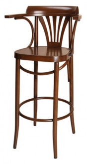 Antique Aluminum Bistro Barstool with Brush Wood Look Finish (DC-15548)