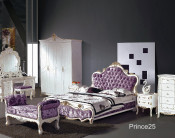 Antique European Style Bedroom/Home Furniture Elegant Purple Leather Bed (25#)