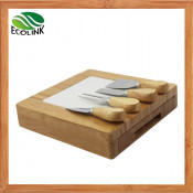 Bamboo & Ceramic Cutting Board with Cheese Knife Set