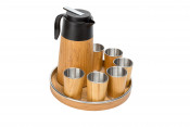 Bamboo Coffee Set W/ Staineless Cups
