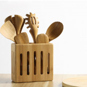 Bamboo Kitchen Spoon Holder Stand Rack
