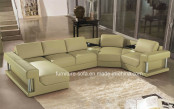Big Wood Feature Modern Furniture Whitel Top Leather Sofa (S003)
