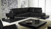 Black Home Furniture Leather Corner Sofa with Table (S053)