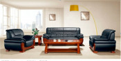 Black Leather Sofa Design with Wood (HY-S933)