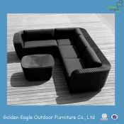Black Resin Wicker Sectional Sofa (S0070)