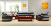 Black Synthetic Leather Sofa Set with Wooden Leg (HY-S807)