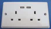 Bs USB Wall Socket, Twin USB Wall Socket Bs Type