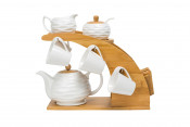 Ceramic Coffee Set W/ Bamboo Stand