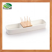 Ceramic Fruit Dish with Bamboo Toothpick Holder
