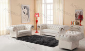 Chesterfield Traditional 3 Seater Sofa Settee White Leather (JP-sf-095)