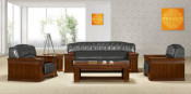 China Manufacturer Office Furniture! Black Genuine Leather Sofa Set (HY-S925)