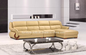 Chinese Furniture Wood Frame Top Leather Chaise Sofa (B77)