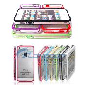 Clear Bumper Frame TPU Silicone Case for iPhone 5 5g W/ Metal Volume Button