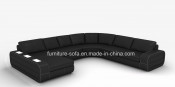 Club Modern Furniture Black Import Top Leather Sofa (SF204)