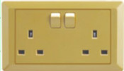 Double 3-Pin Wall Socket with 2 Gang Switch