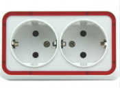 Double Wall Mount Socket Outlet, Surface Mounted Wall Socket